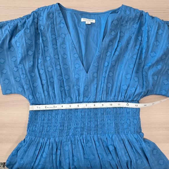 Tecovas Blue Smocked Waist Mini Dress Size L - Picture 4 of 8